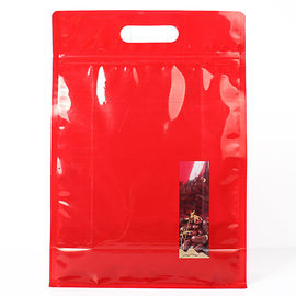 China Rote Farbe stehen oben Reißverschluss-Taschen-Nahrungsmittelgrad-Material für Kartoffel-Cracker fournisseur